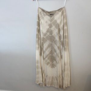 Cream tie-dye maxi skirt with slits
